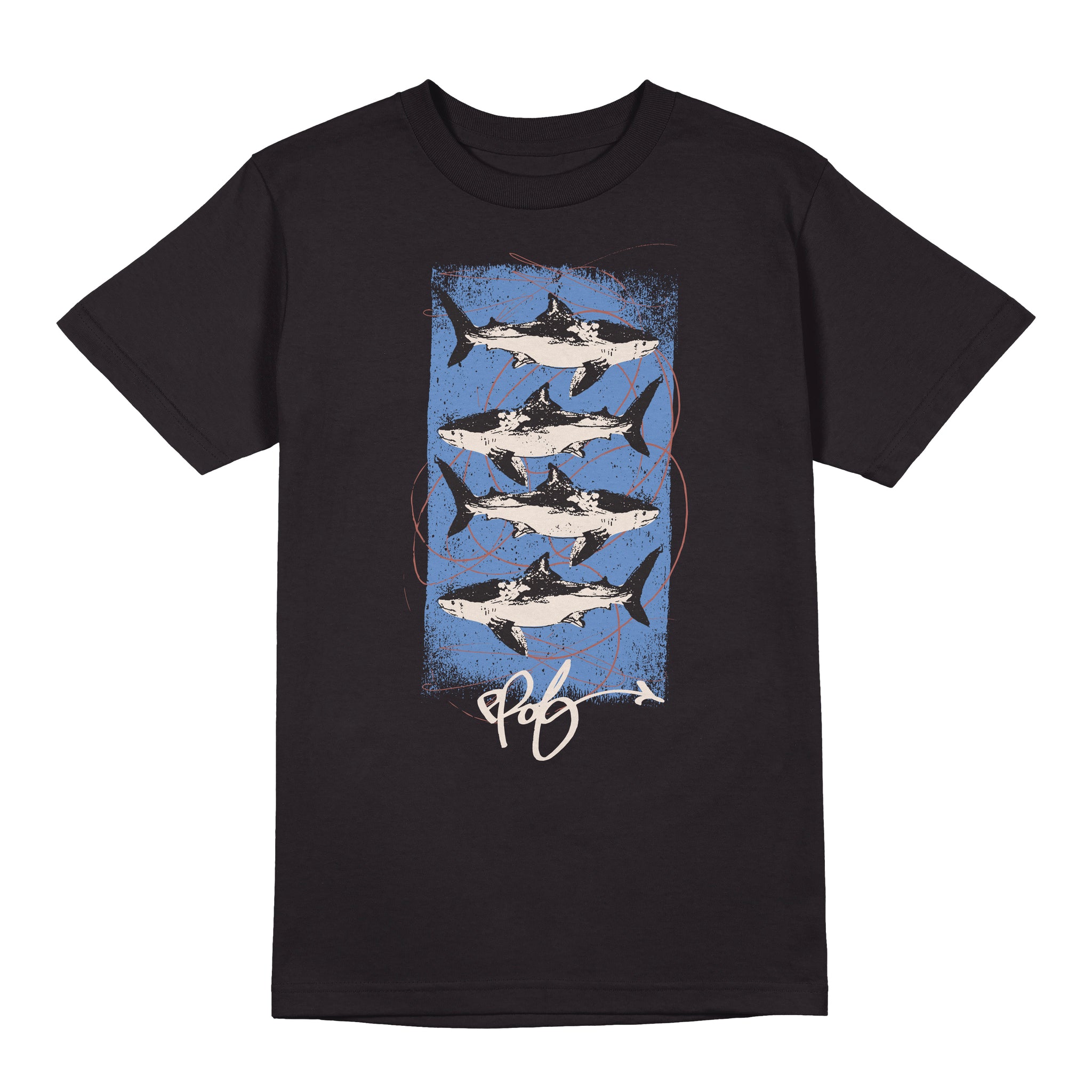 PROF "Sharks" Black T-Shirt